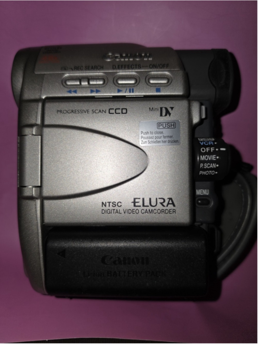 Canon Elura MiniDV Digital Camcorder 48x Zoom Works Camera And Battery Only